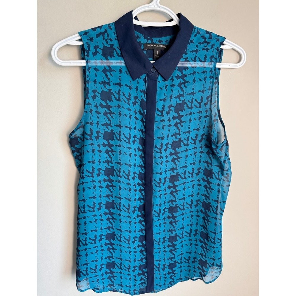 Banana Republic Sleeveless Satin Blouse Womens Small Turquoise Green Career Chic